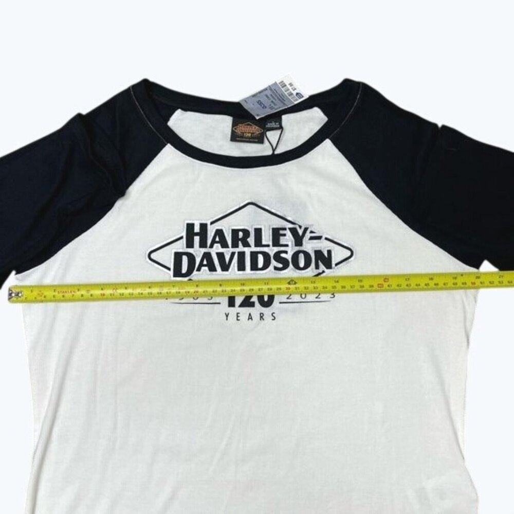 Harley-Davidson Womens 120th Anniversary Raglan Baseball Tee With 3/4 Sleeves L - Picture 5 of 15